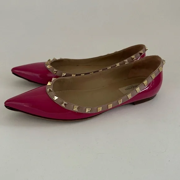 Valentino Black Rockstud Flats 40 (9) - Picture 3 of 7